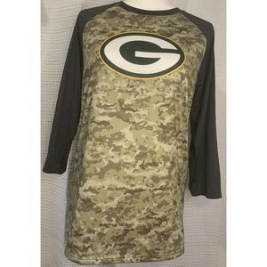Green Bay Packers Camo Dri-Fit Size M 3/4 Sleeve NFL Team Apparel Nike Top